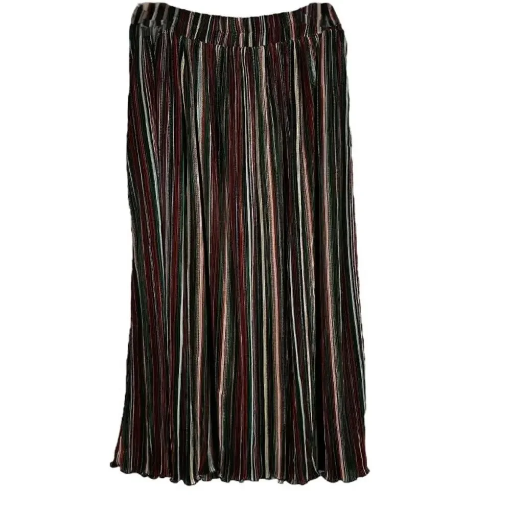 Anthropologie See U Soon Red Green Multicolor Striped Skirt Size 4